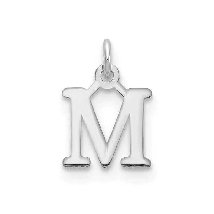 10k White Gold Cutout Letter M Initial Charm TreasureFineJewelers Charm Necklaces 10k White Gold Cutout Letter M Initial Charm TreasureFineJewelers Charm Necklaces