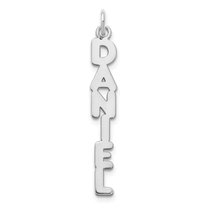 10K White Gold Kimberly Font Vertical Name Plate Charm TreasureFineJewelers Charm Necklaces 10K White Gold Kimberly Font Vertical Name Plate Charm TreasureFineJewelers Charm Necklaces