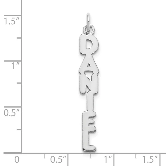 10K White Gold Kimberly Font Vertical Name Plate Charm TreasureFineJewelers Charm Necklaces
