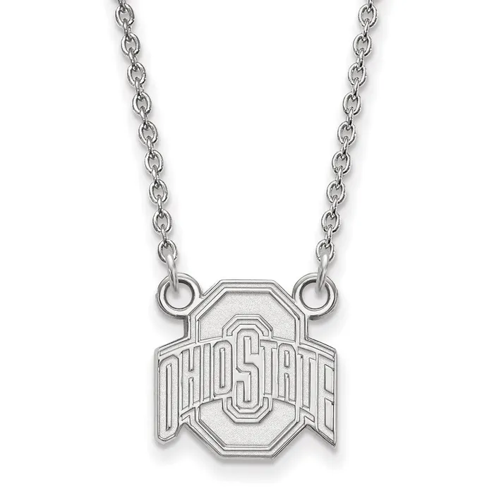 10K White Gold Ohio State University Small Pendant wilth Necklace TreasureFineJewelers Necklaces 10K White Gold Ohio State University Small Pendant wilth Necklace TreasureFineJewelers Necklaces