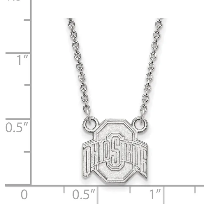 10K White Gold Ohio State University Small Pendant wilth Necklace TreasureFineJewelers Necklaces
