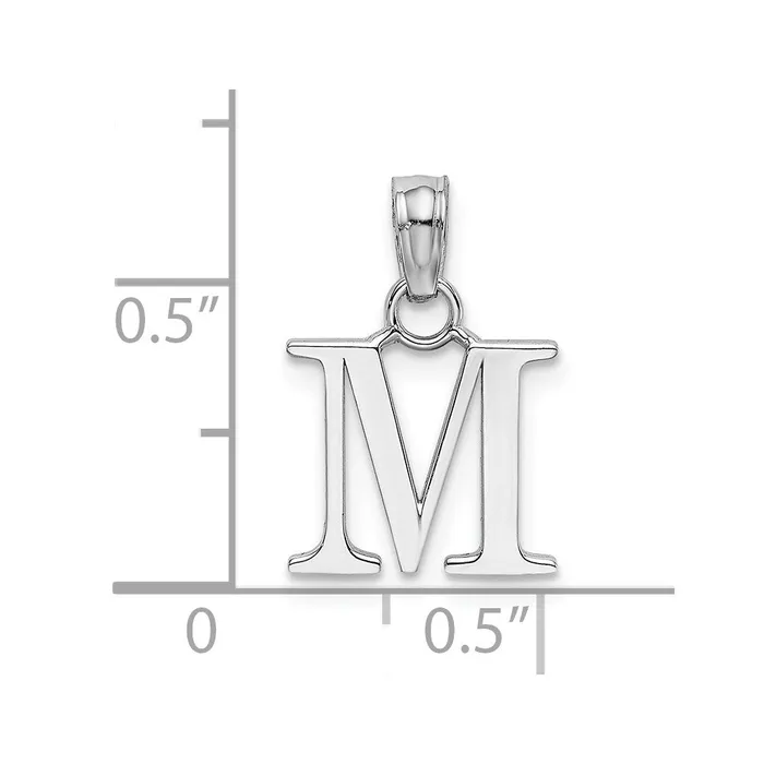 10K White Gold Polished M Block Initial Charm TreasureFineJewelers Charm Necklaces