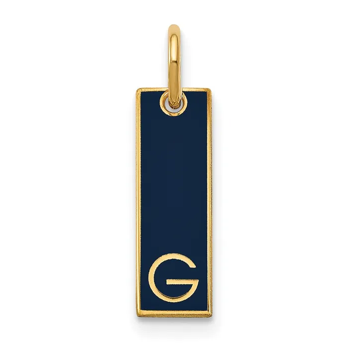 10k Yellow Gold Small Enameled Initial Bar Charm TreasureFineJewelers Charm Necklaces 10k Yellow Gold Small Enameled Initial Bar Charm TreasureFineJewelers Charm Necklaces