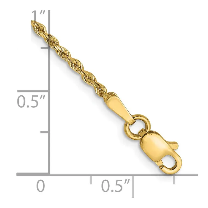 14K 15mm DiamondCut Rope Chain Anklet TreasureFineJewelers Necklaces