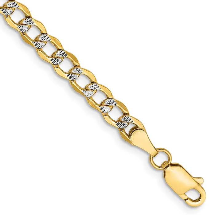 14K 7 inch 43mm SemiSolid with Rhodium Pav Curb with Lobster Clasp Bracelet TreasureFineJewelers Bracelets 14K 7 inch 43mm SemiSolid with Rhodium Pav Curb with Lobster Clasp Bracelet TreasureFineJewelers Bracelets