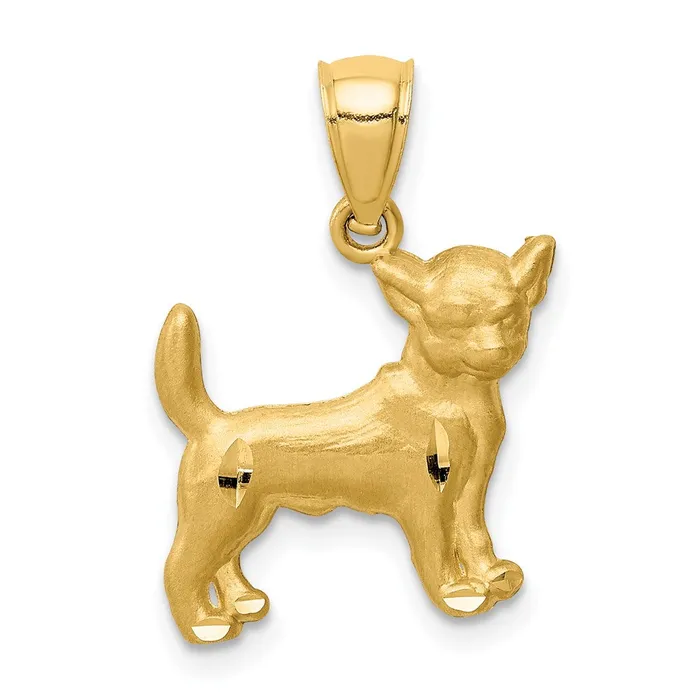 14K Diamondcut Chihuahua Pendant TreasureFineJewelers Necklaces
