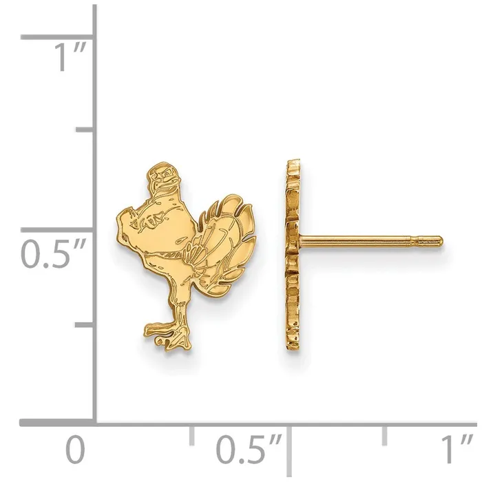 14k Gold Virginia Tech HokieBird Small Post Earrings TreasureFineJewelers Earrings