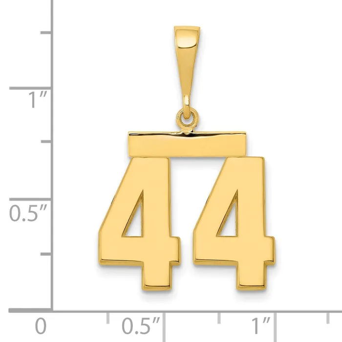 14k Medium Polished Number 44 Charm TreasureFineJewelers Charm Necklaces