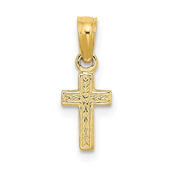 14K Polished and Engraved Mini Cross Charm TreasureFineJewelers Charm Necklaces 14K Polished and Engraved Mini Cross Charm TreasureFineJewelers Charm Necklaces
