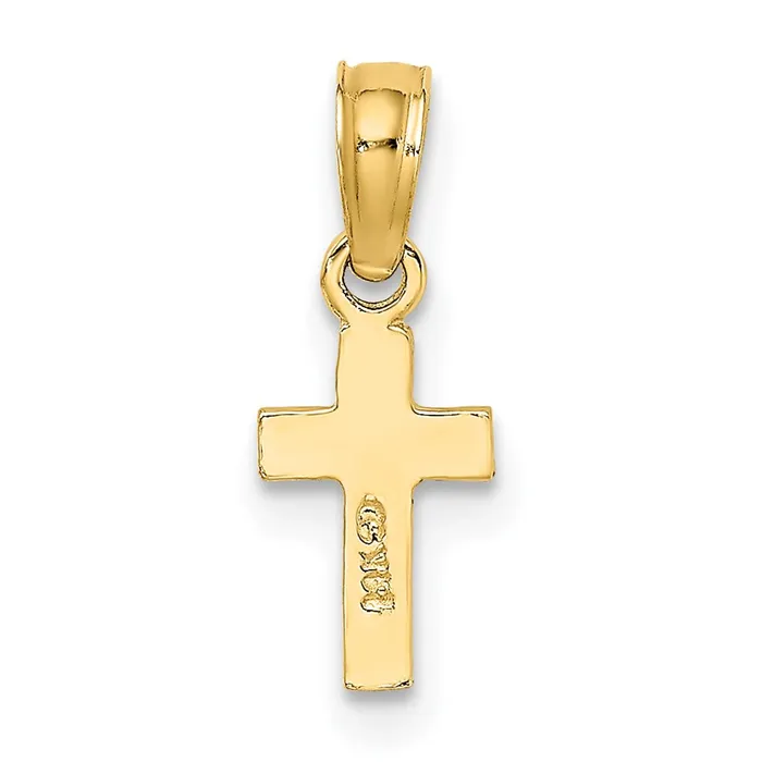 14K Polished and Engraved Mini Cross Charm TreasureFineJewelers Charm Necklaces