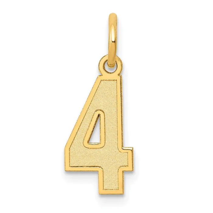 14k Small Satin Number 4 Charm TreasureFineJewelers Charm Necklaces