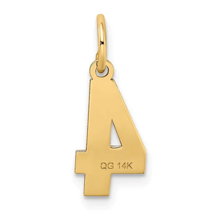 14k Small Satin Number 4 Charm TreasureFineJewelers Charm Necklaces