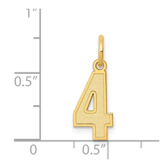 14k Small Satin Number 4 Charm TreasureFineJewelers Charm Necklaces