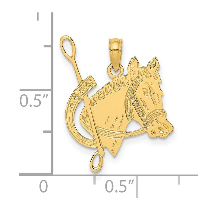 14K Textured Horse Head and Shoe Charm TreasureFineJewelers Charm Necklaces