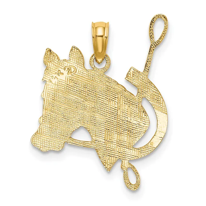 14K Textured Horse Head and Shoe Charm TreasureFineJewelers Charm Necklaces