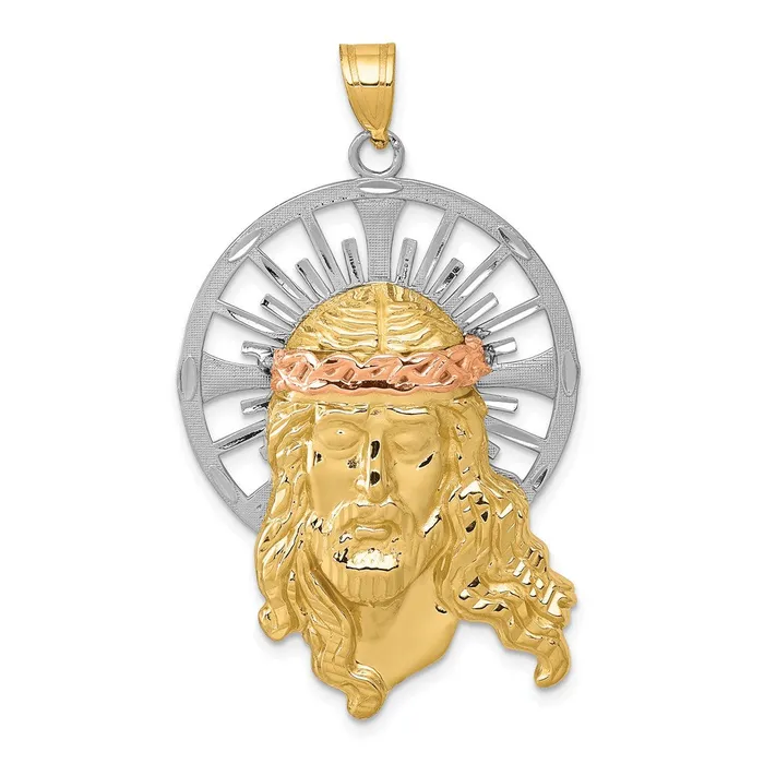 14K Tricolor Diamondcut Christ Pendant TreasureFineJewelers Necklaces