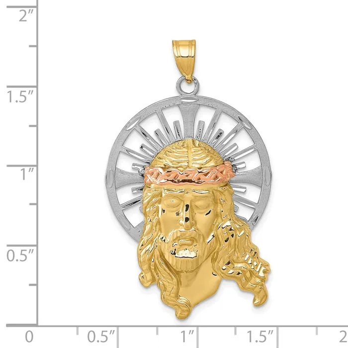 14K Tricolor Diamondcut Christ Pendant TreasureFineJewelers Necklaces