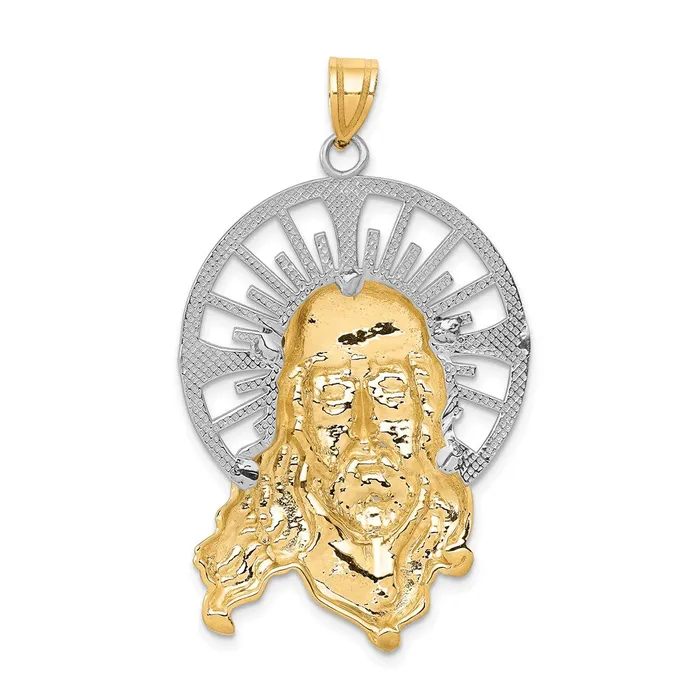 14K Tricolor Diamondcut Christ Pendant TreasureFineJewelers Necklaces