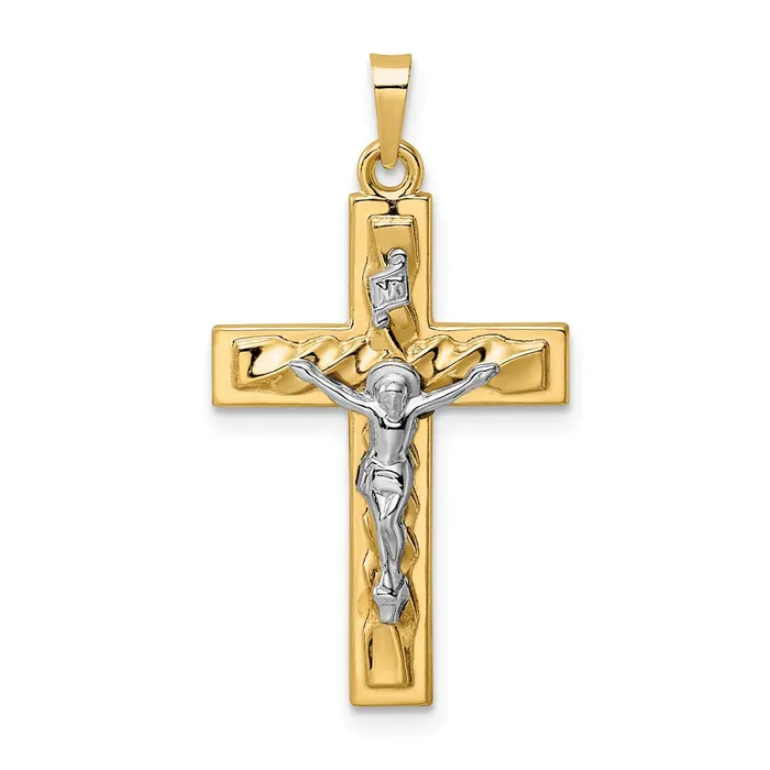 14k Twotone Polished and Twisted Hollow INRI Crucifix Pendant TreasureFineJewelers Rings 14k Twotone Polished and Twisted Hollow INRI Crucifix Pendant TreasureFineJewelers Rings