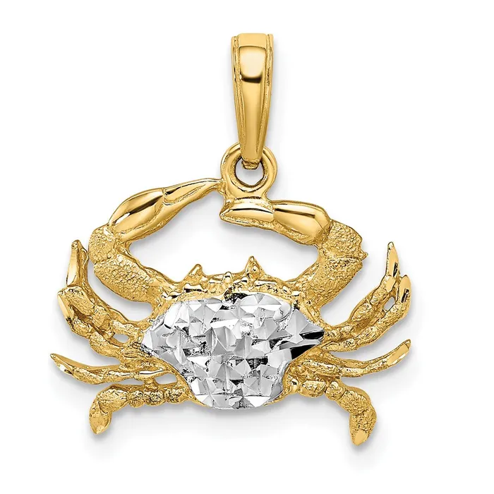 14k wRhodium Diamondcut Blue Crab Pendant TreasureFineJewelers Necklaces