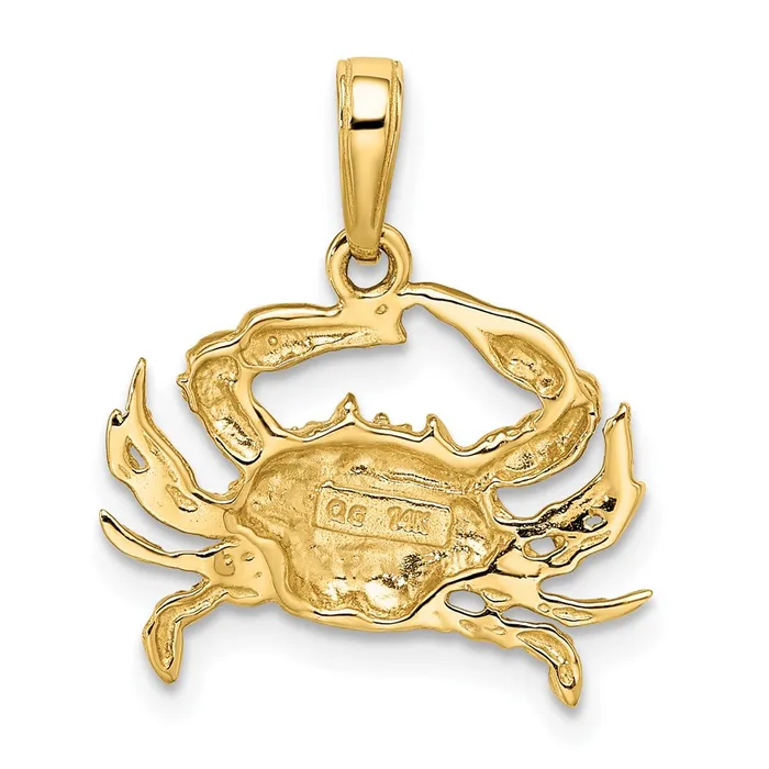 14k wRhodium Diamondcut Blue Crab Pendant TreasureFineJewelers Necklaces