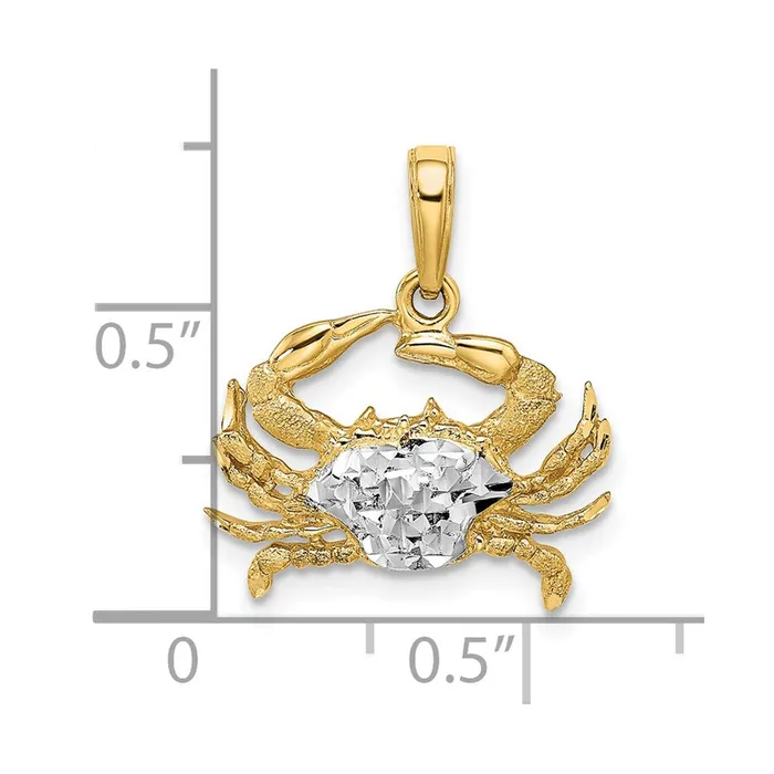 14k wRhodium Diamondcut Blue Crab Pendant TreasureFineJewelers Necklaces