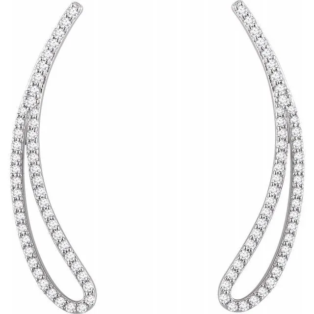14K White 14 CTW Diamond Ear Climbers TreasureFineJewelers Earrings