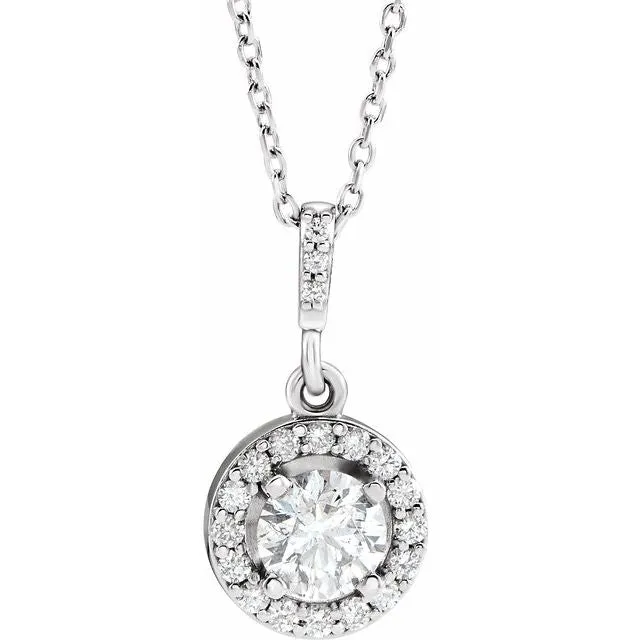 14K White Gold 58 CTW Natural Diamond HaloStyle 18 Necklace TreasureFineJewelers Necklaces 14K White Gold 58 CTW Natural Diamond HaloStyle 18 Necklace TreasureFineJewelers Necklaces