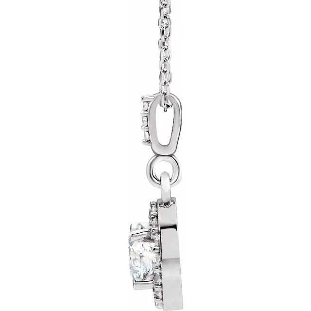 14K White Gold 58 CTW Natural Diamond HaloStyle 18 Necklace TreasureFineJewelers Necklaces