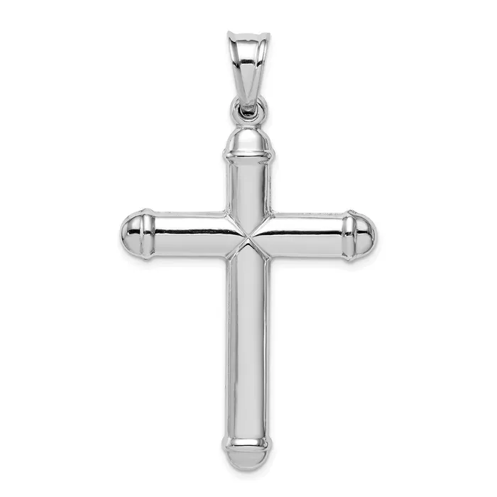 14k White Gold Hollow Cross Pendant TreasureFineJewelers Necklaces