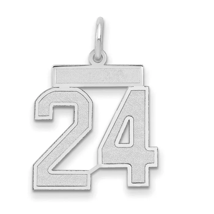 14k White Gold Medium Satin Number 24 Charm TreasureFineJewelers Charm Necklaces 14k White Gold Medium Satin Number 24 Charm TreasureFineJewelers Charm Necklaces