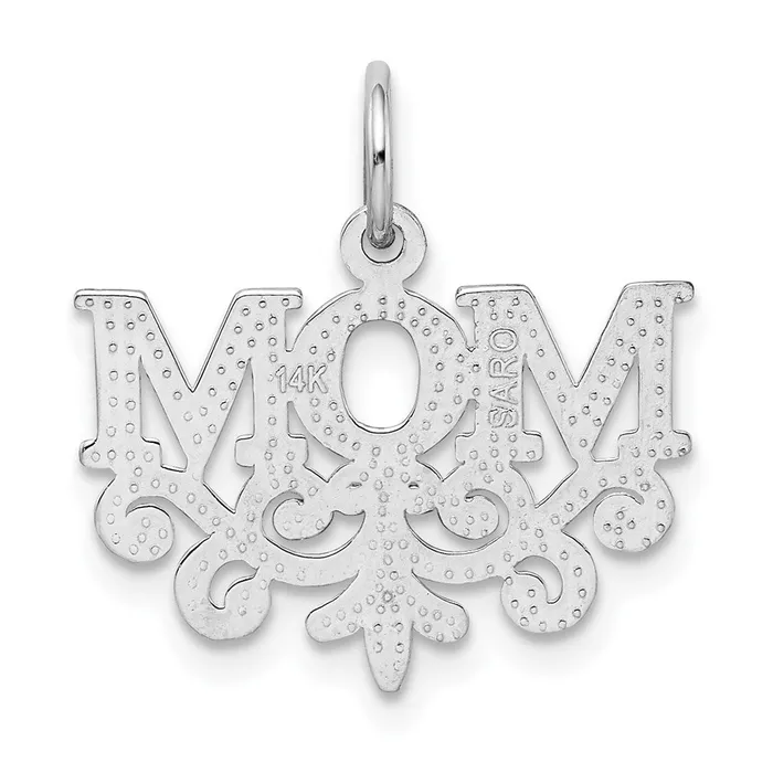 14k White Gold MOM Charm TreasureFineJewelers Charm Necklaces
