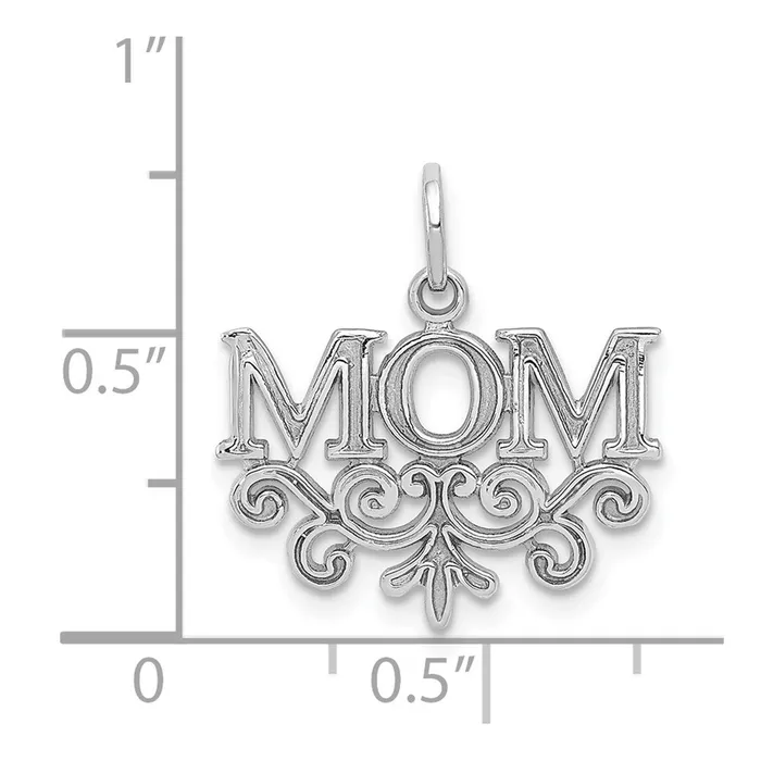 14k White Gold MOM Charm TreasureFineJewelers Charm Necklaces