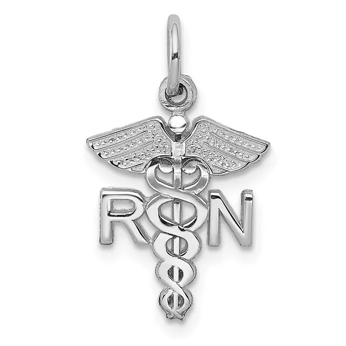 14k White Gold RN Charm TreasureFineJewelers Charm Necklaces