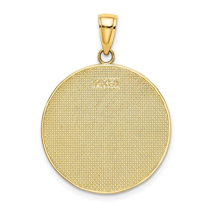 14k Yellow Gold Enamel Beach Scene On Round Disc Charm TreasureFineJewelers Charm Necklaces