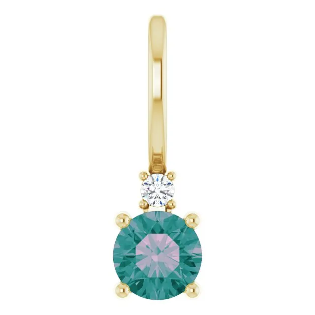14K Yellow Gold LabGrown Alexandrite 015 CT Natural Diamond CharmPendant TreasureFineJewelers Charm Necklaces 14K Yellow Gold LabGrown Alexandrite 015 CT Natural Diamond CharmPendant TreasureFineJewelers Charm Necklaces
