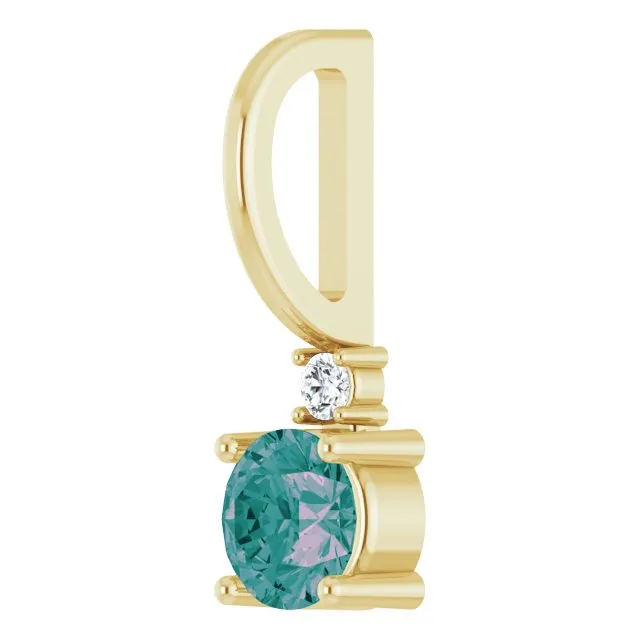 14K Yellow Gold LabGrown Alexandrite 015 CT Natural Diamond CharmPendant TreasureFineJewelers Charm Necklaces