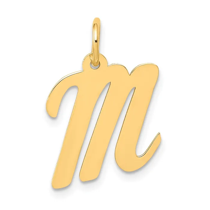 14k Yellow Gold Medium Script Letter M Initial Charm TreasureFineJewelers Charm Necklaces 14k Yellow Gold Medium Script Letter M Initial Charm TreasureFineJewelers Charm Necklaces