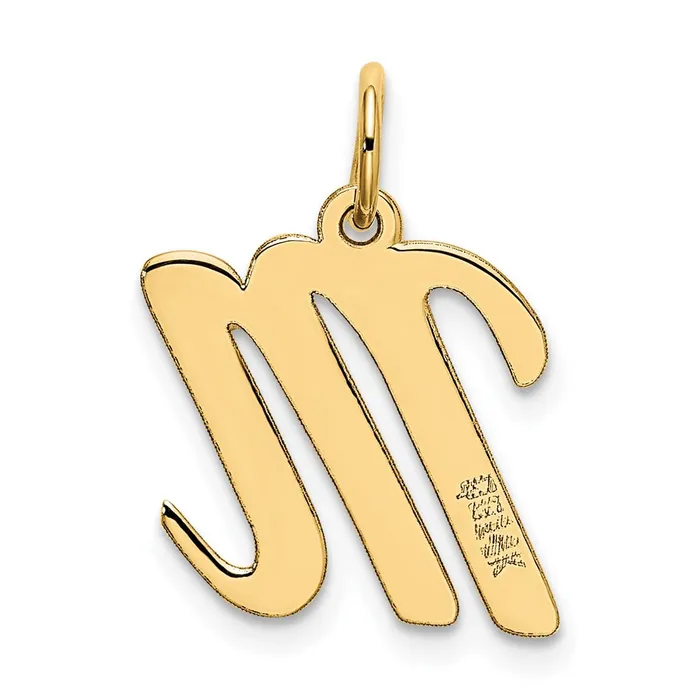 14k Yellow Gold Medium Script Letter M Initial Charm TreasureFineJewelers Charm Necklaces
