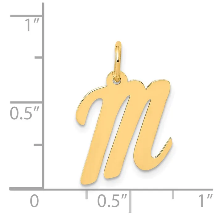 14k Yellow Gold Medium Script Letter M Initial Charm TreasureFineJewelers Charm Necklaces