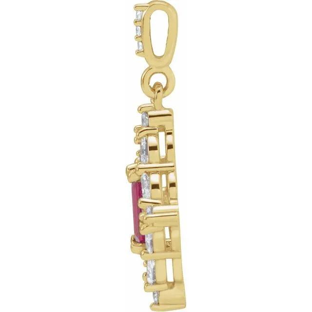 14K Yellow Gold Natural Ruby 13 CTW Natural Diamond Pendant TreasureFineJewelers Necklaces