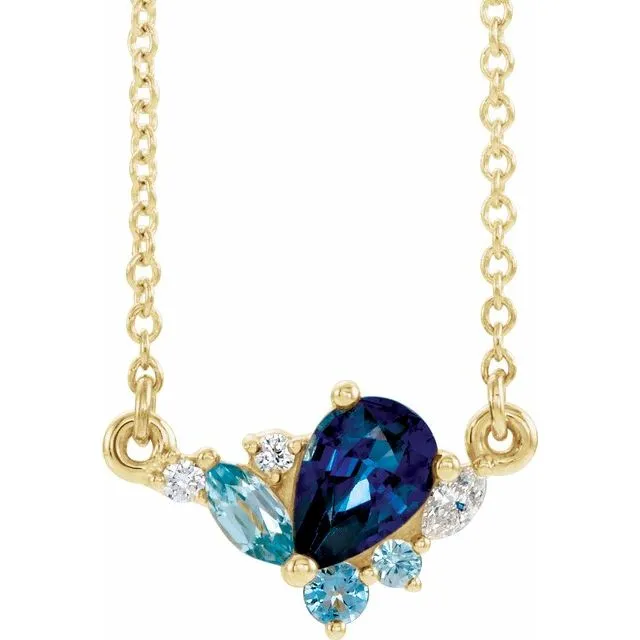 14K Yellow MultiGemstone 06 CTW Diamond 16 Necklace TreasureFineJewelers Necklaces 14K Yellow MultiGemstone 06 CTW Diamond 16 Necklace TreasureFineJewelers Necklaces