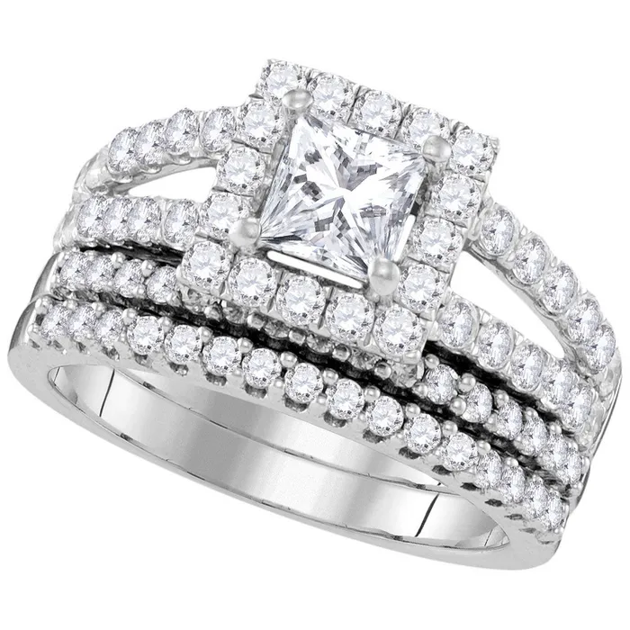 14kt white gold womens princess diamond split shank bridal wedding engagement ring band set 34 cttw109922 North Arrow Shop Rings 14kt white gold womens princess diamond split shank bridal wedding engagement ring band set 34 cttw109922 North Arrow Shop Rings