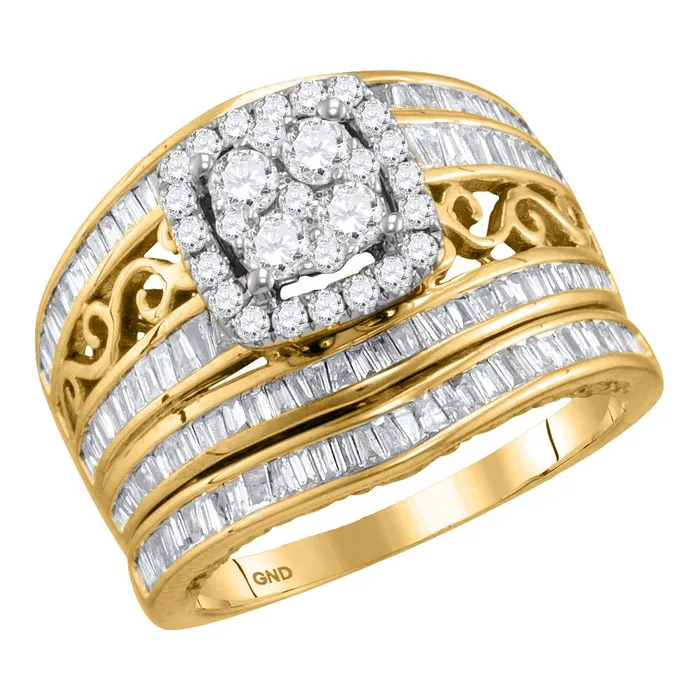 14kt yellow gold womens round diamond cluster bridal wedding engagement ring band set 1 38 cttw117474 North Arrow Shop Rings 14kt yellow gold womens round diamond cluster bridal wedding engagement ring band set 1 38 cttw117474 North Arrow Shop Rings