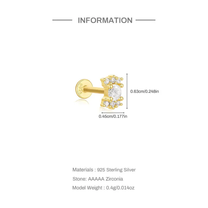 925 Silver Candy Shape CZ Diamond Flat Back Earrings Trendolla Jewelry Earrings