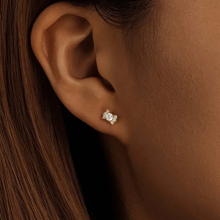 925 Silver Candy Shape CZ Diamond Flat Back Earrings Trendolla Jewelry Earrings