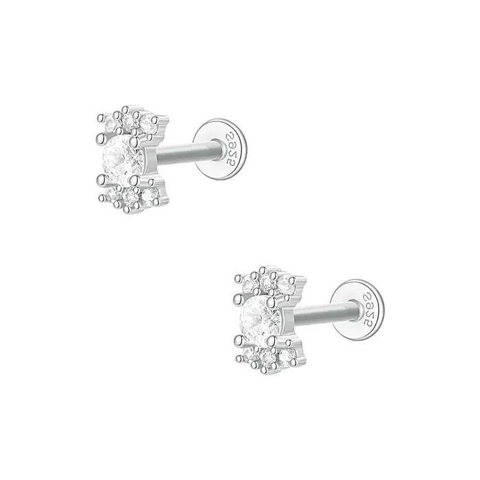 925 Silver Candy Shape CZ Diamond Flat Back Earrings Trendolla Jewelry Earrings