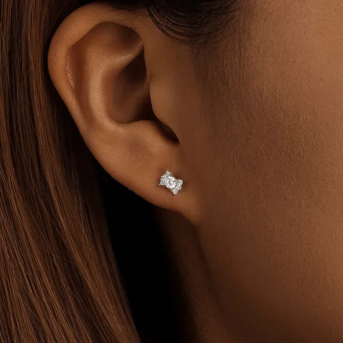 925 Silver Candy Shape CZ Diamond Flat Back Earrings Trendolla Jewelry Earrings