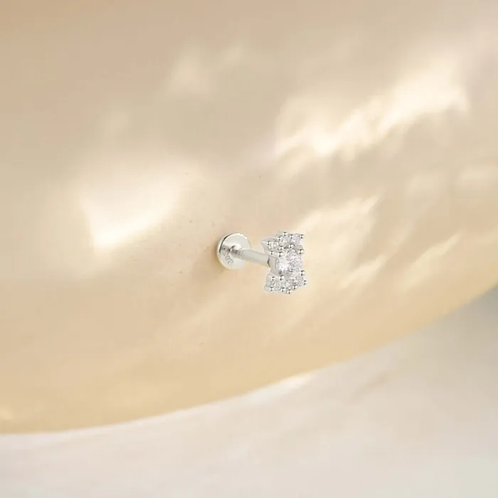 925 Silver Candy Shape CZ Diamond Flat Back Earrings Trendolla Jewelry Earrings