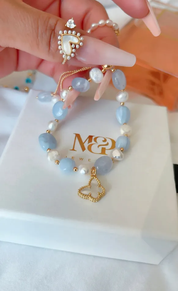 Bracelets Blue Aquamarine Stone Bracelet MP Jewelry
